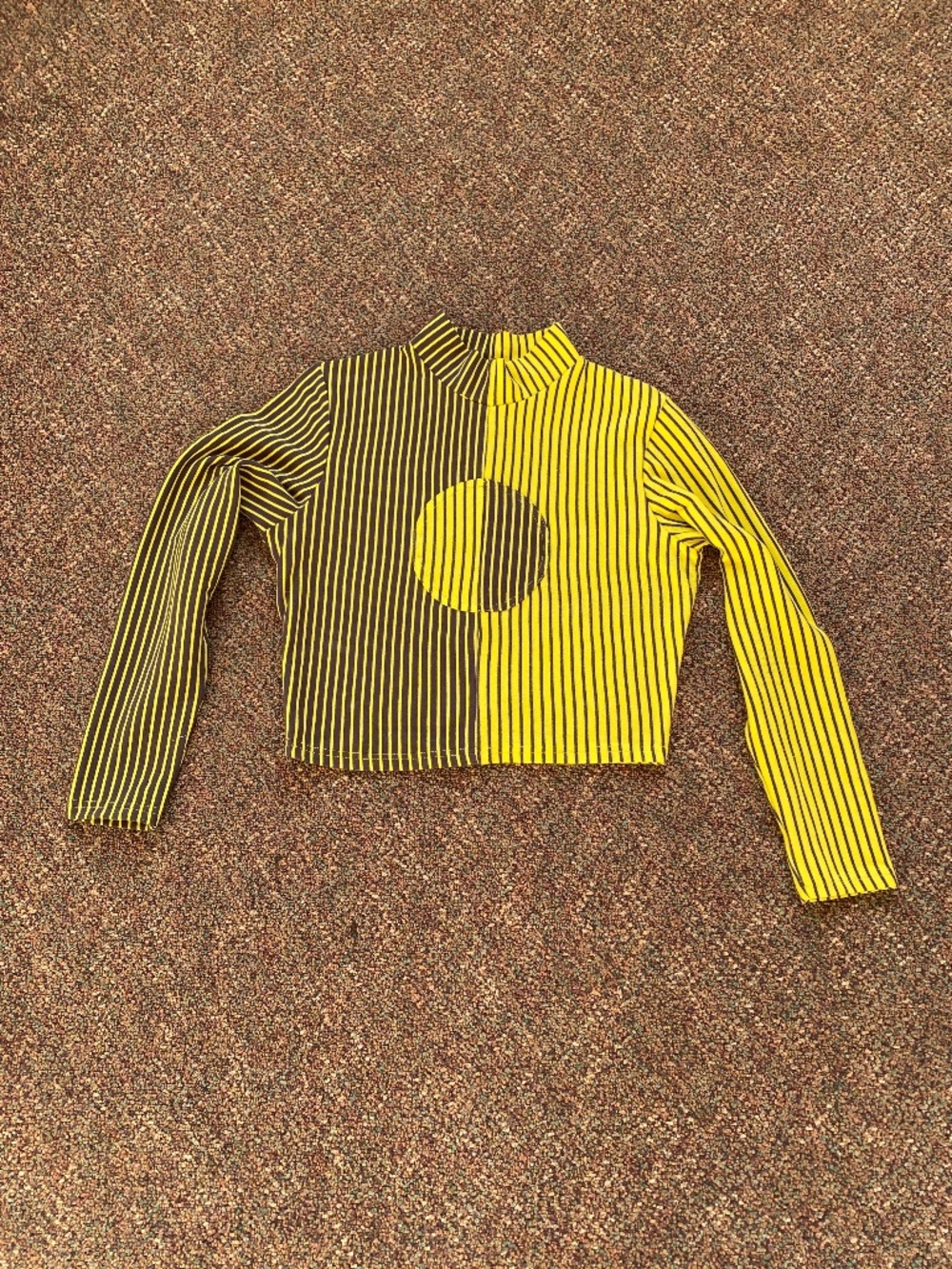 Fashion Brand Company Banana Stripe Long Sleeve Mock Neck Illusion Top Rare Med